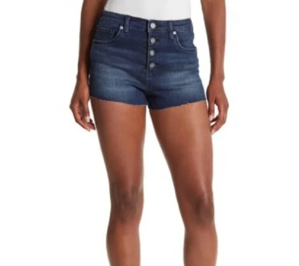 Blank NYC Womens The Lennox High-Rise Button Jean Shorts Sz 27 Dark Wash NWT